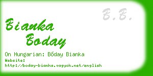 bianka boday business card