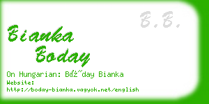 bianka boday business card